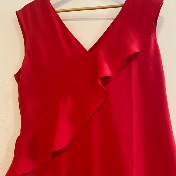 Reiss Red Ruffle Short Mini Odessa Dress, size 10 - Picture 3 of 9